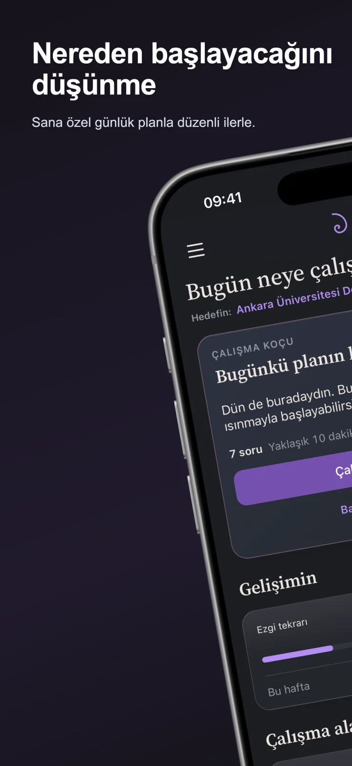 Nereden başlayacağını düşünme. Sana özel günlük planla düzenli ilerle.