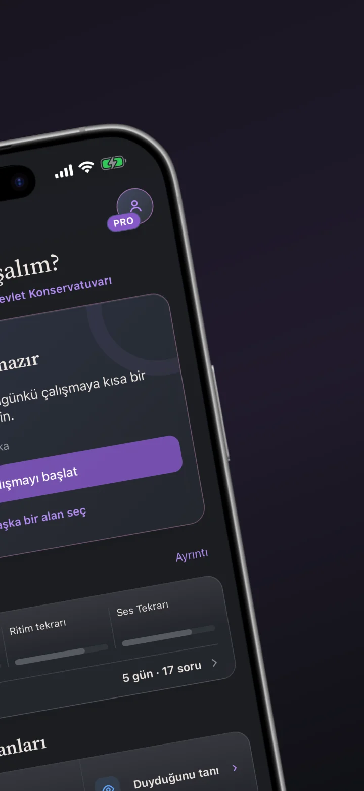 Duy ana sayfasında günlük çalışma planı, gelişim özeti ve çalışma alanları.